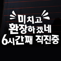 [KT알파쇼핑]자동차스티커_글씨 미치고 환장하겠네 6시째 직진중(화이트)
