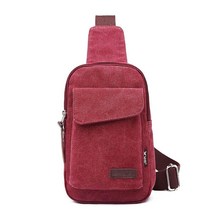 정품 자전거백팩 Wxnow 캔버스 슬링 백 크로스바디 백팩 여성 및 남성용 체스트 백 카키 One_Size, Jujube Red