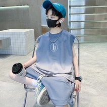 비비키드 남아 여름 상하복 민소매티 세트 초중쟁 의류 초등생 상하세트 주니어 반팔티 반바지 츄리닝 루즈핏 상하의 그라데이션