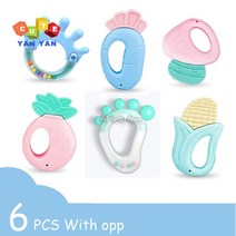 유아장난감 속싸개 신생아 및 휴대 딸랑이 아기 0-12 개월 소프트 벨 Teethers 손 흔들어 유아용 침대 모바일 링 교육 장난감 어린이 세트 선물 유아게임, 6pcs Opp