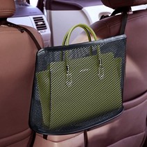8sanlione 자동차 메시 오거나이저 네트 포켓 핸드백 홀더 시트 백 뒷좌석 애완동물 장벽 카고 티슈 지갑 운전석 보관 그물 파우치. (블랙)