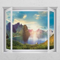 백두산천지풍경02_창문그림액자, F타입러블리베이지