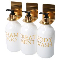 로맨틱노벰버 520ML 화이트 욕실디스펜서&디스펜서 홀더, 화이트 골드에디션 & 홀더(골드) 3P 세트