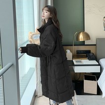 Momolatti 여성용 루즈핏 마인 다이아 퀄팅 롱 패딩