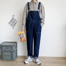 옥스포드 커버롤 너드남 데님점프수트 5XL 남자멜빵바지 청멜빵바지 롤업 베이직 워싱 시원한