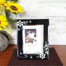 신나라-닷컴_큐빅 플라워 탁상 액자 블랙 유리 선물용 용액자 예쁜 인테리어 사각 책상 크리스탈_ tlsskfk, S-N-선택사항없습니다