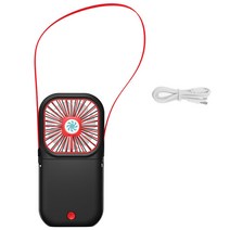 휴대용 매달려 목 팬 USB 충전식 미니 접는 팬 야외 휴대용 에어컨 여행 쿨러, 하나, 블랙 & 레드