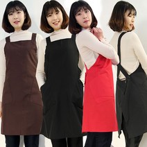 하랑이플 엑스자단추앞치마(FREE BIG) 빅사이즈 바리스타 주방 업소용앞치마, 엑스자찍찍이(BIG)-블랙