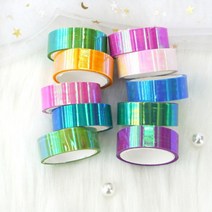 달자샵 레인보우 홀로그램 마스킹테이프 10P세트 다꾸 폴꾸 탑꾸 다용도 데코 테이프, 1세트(10P)