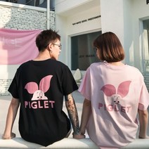 가바바 남녀공용 반팔티 큐트돼지 그림 포인트 오버핏 라운드 반팔티 G32288 + 상품권 무료 증정