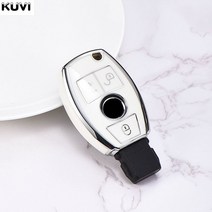 벤츠마크 전기 도금 TPU 자동차 키 케이스 커버 셸 Fob 메르세데스 벤츠 A B C E S 클래스 W204, 02 A style white