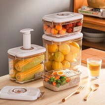 진공 밀폐 용기 직사각 정사각 용기 펌프 세트+에어펌트, 1.2L+2.1L+2.7L+4.6L