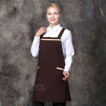 AC1517 갈색두줄랩앞치마/카페/바리스타/서빙/유니폼/미용사/헤어스타일리스트/헤어샵/시장앞치마/시장/봉사활동/단체/식당/캠페인/수산시장/농산물시장/상인앞치마