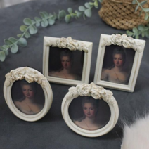 빈티지 크림 로즈 미니 액자 4type (납골당 액자 추천), 사각
