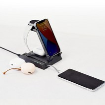 iWhere 6in1 무선 충전기 갤럭시 워치5 6 버즈 애플 에어팟 애플워치 올인원 무선급속충전기, 6IN1세트(65W 접지+60W케이블), 애플 워치용(그레이)
