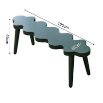 북유럽 원목 벤치 거실 물결선반 간이 사이드 테이블, 120x30x45 그린.4발