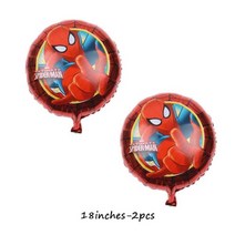 스파이더맨 테마 생일 파티 장식 라텍스 알루미늄 호일 풍선 일회용 식시 배너, 기타 (ae˚) frequ, 03.Round Balloon - 2pcs