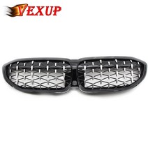 튜닝그릴망1쌍 광택/매트/스포티 한 블랙 전기 도금 된 유성 앞 범퍼 신장 그릴 BMW 3 시리즈 G20 ABS, 04 Half Electroplated