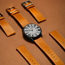 갤럭시워치 4 5 6 가죽 스트랩 앱송 바레니아 가죽 사용, 골드브라운&로즈골드, 20mm 가죽 스트랩 16cm