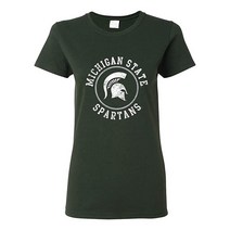 UGP Campus ApparelNCAA 디스트레스드 서클 로고 팀 컬러 여성용 티셔츠 칼리지 대학교 Msu 스파르탄 숲, 3X-Large