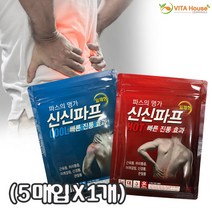 비타하우스 신신파프 쿨 핫 5매 냉온찜질 파스 허리 발목 신경, 쿨 1팩