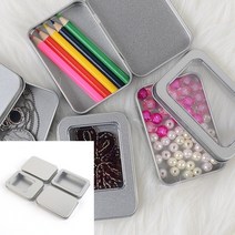 사각 틴케이스 소형 틴박스 휴대용틴케이스 철재케이스 미니틴케이스 철케이스, 뚜껑분리형-투명창 대