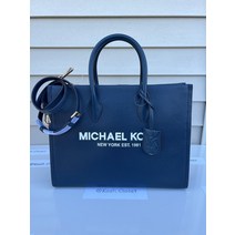 Michael Kors MK Mirella Medium Pebbled Leather Tote Bag - Navy