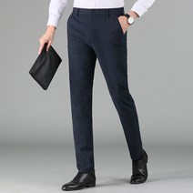 남성 가을과 겨울 패딩 샌딩 비즈니스 캐주얼 바지 남성 새 한국어 버전 허리 단색 스트레이트 바지 중년 남성 a