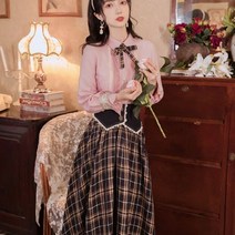 간절기 여성 개화 복고 프렌치 소녀풍 슬림 핏 원피스