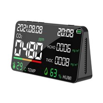 라돈측정기 5인 1 충전식 실내 NDIR 이산화탄소 측정기 대기질 모니터 디지털 CO2 미터 HCHO TVOC 온도 습, 01 B