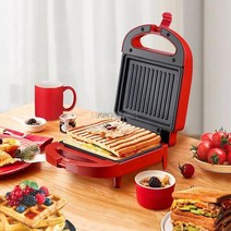가정용 토스터기 아침 식사 샌드위치 메이커 아침 식사 메이커 가정용 조명 식품 메이커 와플 메이커 다기, 02 빨간_01 EU
