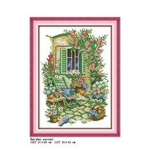 십자수 자수 만들기 기쁨 일요일 창틀 꽃 풍경 시리즈 키트 플로랄 패턴 aida 14ct11ct count print 세트, 11ct 인쇄, f476