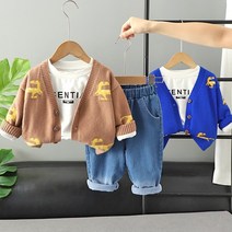 티렉스 가디건 데님팬츠 3종세트 아동복 남아옷 남아의류 남자아이옷 남자아동복 남아상하복 남아가디건 아동가디건 아동상하세트 아동가을옷