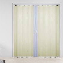 EKMALL 홀딩도어 자바라 양개 싱글 아이보리 가로사이즈 150cm x 세로선택