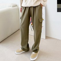 와이드핏 남자 기모 카고 밴딩팬츠