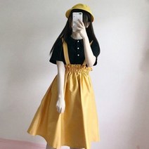 롱스커트 봄 가 여성 스커트 캐주얼 스위트 a 라인 롱 솔리드줄단순 스트랩 일본 스타일