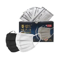 쉴드 프리미엄 덴탈마스크 국산 일회용 마스크 KFAD 비말 대형 화이트 200매입 개별포장, 대형(개별포장), [200매]쉴드 블랙, 200개