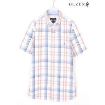 빈티지/ 올젠 슬림핏 반팔 남방/남성L/셔츠/체크/4907z1