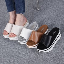 여성 굽높은 7cm 키높이 통굽슬리퍼 미용실 사무실