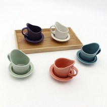 달소금 도자기 싱글 종이컵 홀더/받침세트(5color), 색상:코랄SET(유광), 단품