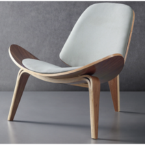 한스웨그너 쉘 디자인 윙체어 라운지체어 스터디카페 영화관 의자, 호두+베이지패드