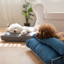 먼지 안 붙는 꿀잠 마약 강아지 방수 방석 애견쿠션 침대, 그레이(베개+속방수커버 추가)