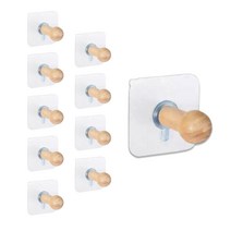 라라공방 무타공 접착식 원목 후크 10p, 라이트우드, 10개