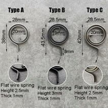 인장스프링 스텐인장스프링 금형 28mm 플랫 와이어 도어 잠금 핸들 스프링 코일 타입 A B c용, Type C-1pcs