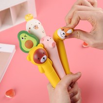 1+1+1 말랑말랑 귀요미 캐릭터 인형 중성펜 (강아지 곰돌이 돼지 물개 아보카도), 강아지
