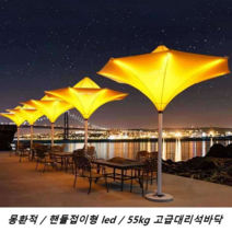 야경 포토존 탄소강 폴대 3.5m 해변 led 조명 파라솔, 7색led조명 직경3.5m 350x350cm