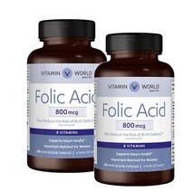 비타민 월드 엽산 800mcg 250정 2개 Vitamin World Folic Acid, 1세트