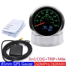 자동차 도막측정기 오토바이 요트 보트용 안테나와 85mm GPS 속도계 자동차 방수 주행 거리계 조정 가능한, BS 160MPH