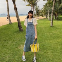 [유앤아이쇼핑] 러블리 멜빵 데님 롱 원피스 데일리 오버롤 새내기룩 3655EA
