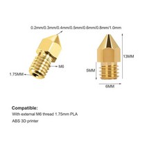 3D 프린터 압출기 mk8 노즐 0.2 0.3 0.4 0.5 0.6 0.8 1.0mm Anet A8 Makerbot MK8 Creality CR-10 Ender 3, [05] 0.6mm, [01] 100pcs mk8 nozzle
